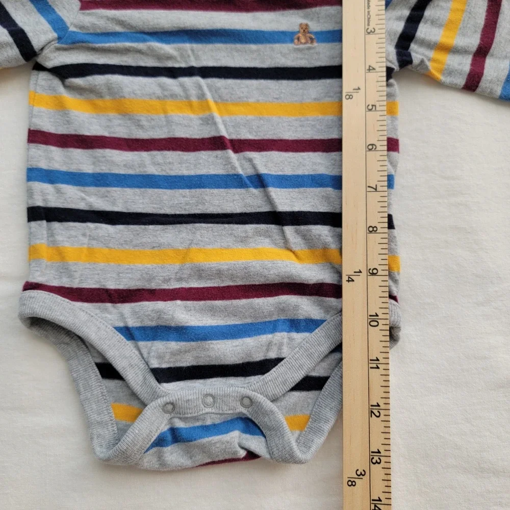 Old Navy Denim Overalls Gap Striped Bodysuit Set Toddler 12-18M Blue Grey Fall